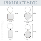 Framendino, 12 Pack Sublimation Keychain Blanks Heat Transfer Press Blank Key Chains with Key Rings for DIY Photos Crafts Rectangular Round Square Love Heart Silver Framendino