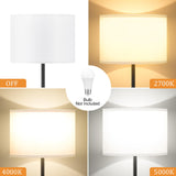 Modern Floor Lamp Simple Design with White Shade, Foot Pedal Switch, 60" Small Tall Lamps for Living Room Bedroom Office Dining Room Kitchen, Black Pole Lamp(Without Bulb) Ambimall