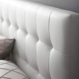 Modway Lily Tufted Faux Leather Upholstered Full Headboard in White Modway