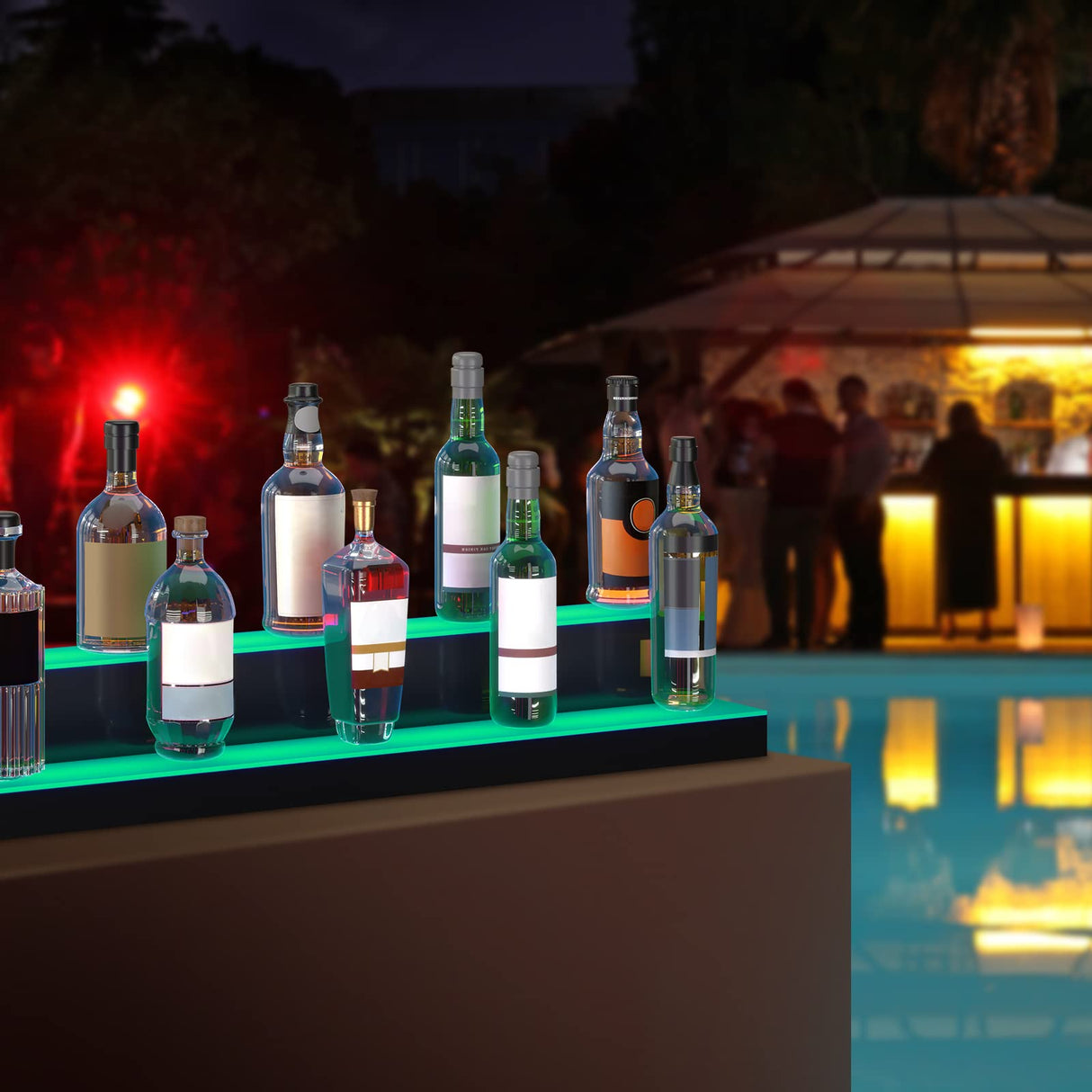 VEVOR LED Lighted Liquor Bottle Display Shelf, 40-inch LED Bar Shelves for Liquor, 2-Step Lighted Liquor Bottle Shelf for Home/Commercial Bar, Acrylic Lighted Bottle Display with Remote & App Control VEVOR
