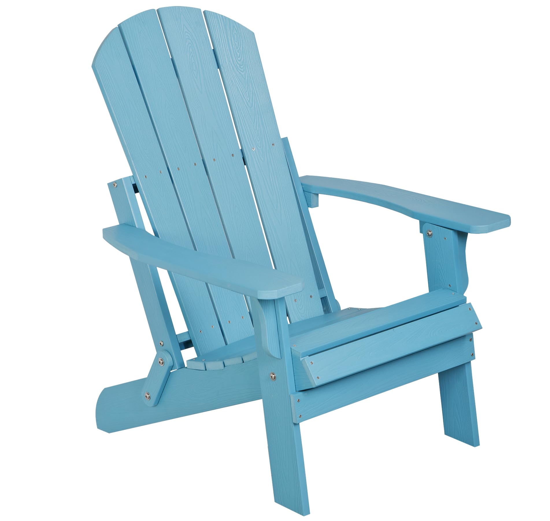 SUPER DEAL Folding Adirondack Chair Plastic Weather Resistant Patio Chairs Outdoor Accent Furniture Fire Pit Lounge Chairs for Yard, Garden, Patio 380lb Weight Capacity - Blue - WoodArtSupply