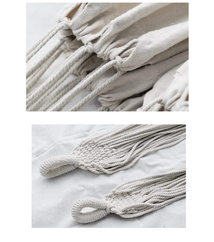 Hammock Brazilian Double Hammocks Soft Comfortable Fabric Cotton Canvas Hanging Portable Two Person Hammock Boho Fringe Large for Adults Backyard Travel KEREITH