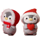 Funny Festive Christmas New Year Wool Needle Felting Starter Kit, Animal Needle Felting Kit, Non-Finished Felt Penguin Craft Kit, Lovely Penguin Needle Felting Kit for Beginners, 2 Set Kopida