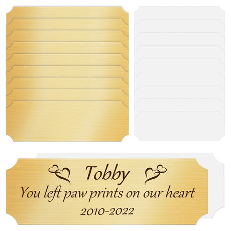 Sublimation Personalized Name Plates DIY Brush Gold Aluminium Picture Frame Name Plate Dog Memories Art Picture Name Label Tag with Double-Sided Stickers for Indoor Use, 3 x 1 Inch (10) Chinco