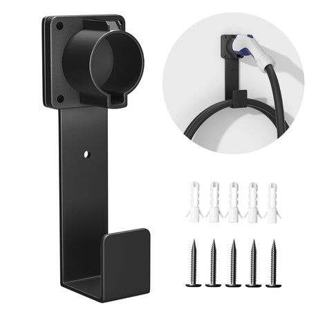 bussdis EV Charger Holder-J1772 Connector, Nozzle Holster Dock and J-Hook Combination, EV Cable Holder Wall-Mount Electric Vehicle Charger. bussdis