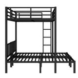 Bellemave Triple Bunk Bed for Kids, Detachable Queen Over Twin & Twin Metal Bunk Bed with Guardrails, Ladder & Storage, Converts to 3 Separate Beds, Easy to Assemble (3 Bunk Beds for Kids, Black) Bellemave