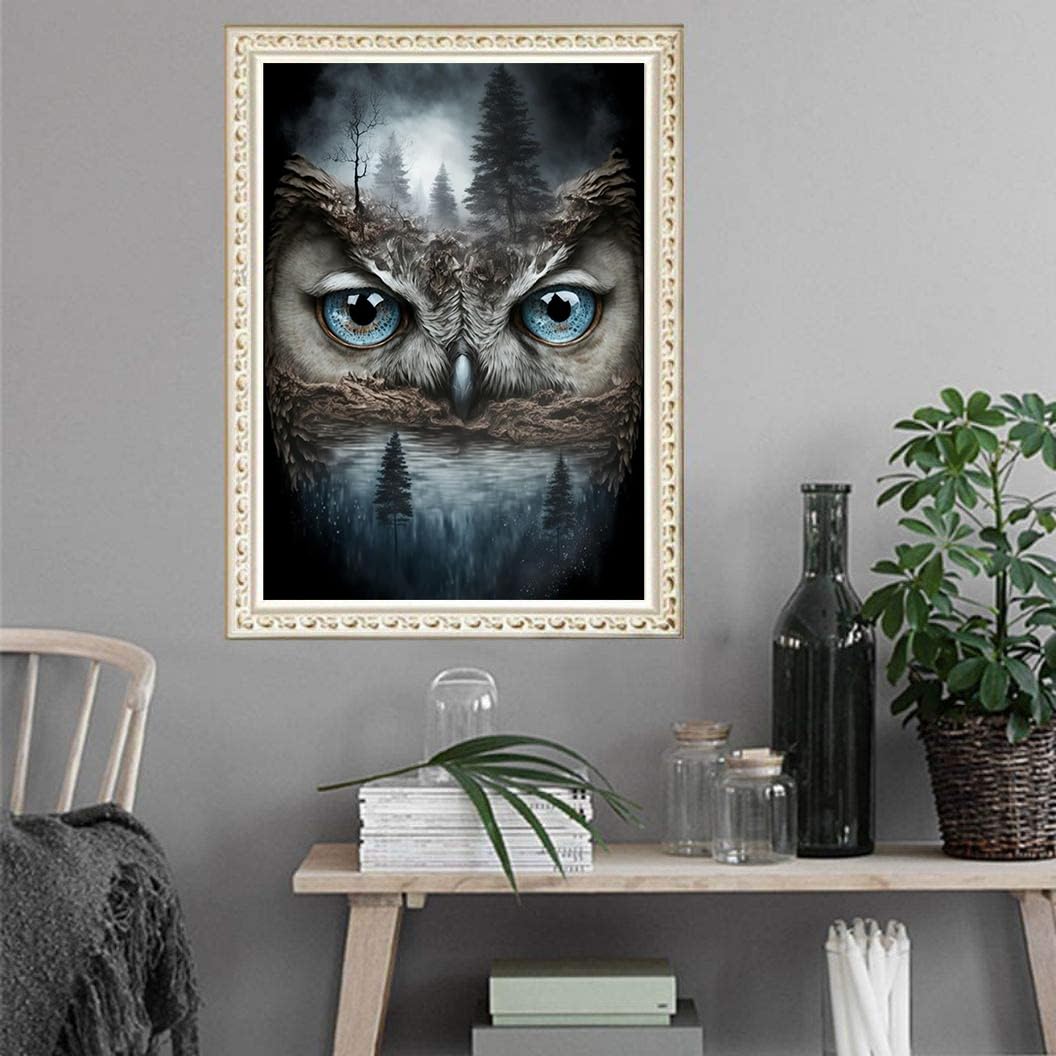 KEUASDV Diamond Painting Kits for Adults Owl Forest DIY 5D Full Drill Diamond Painting Kits for Adults Kids Beginner，for Home Wall Decor, Gem Art 12 x 16 Inches KEUASDV