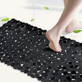 SONGZIMING Non-Slip Pebble Bathtub Mat Black 16 W x 35 L Inches (for Smooth/Non-Textured Tubs Only) Safe Shower Mat with Drain Holes, Suction Cups for Bathroom SONGZIMING