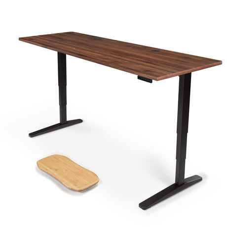 Uplift Desk Walnut Laminate (80 x 30 inch) Standing Desk 2-Leg V2 Adjustable Stand Up C-Frame (Black), Advanced Keypad, Wire Grommets, Wire Tray, Rocker Board UPLIFTDESK