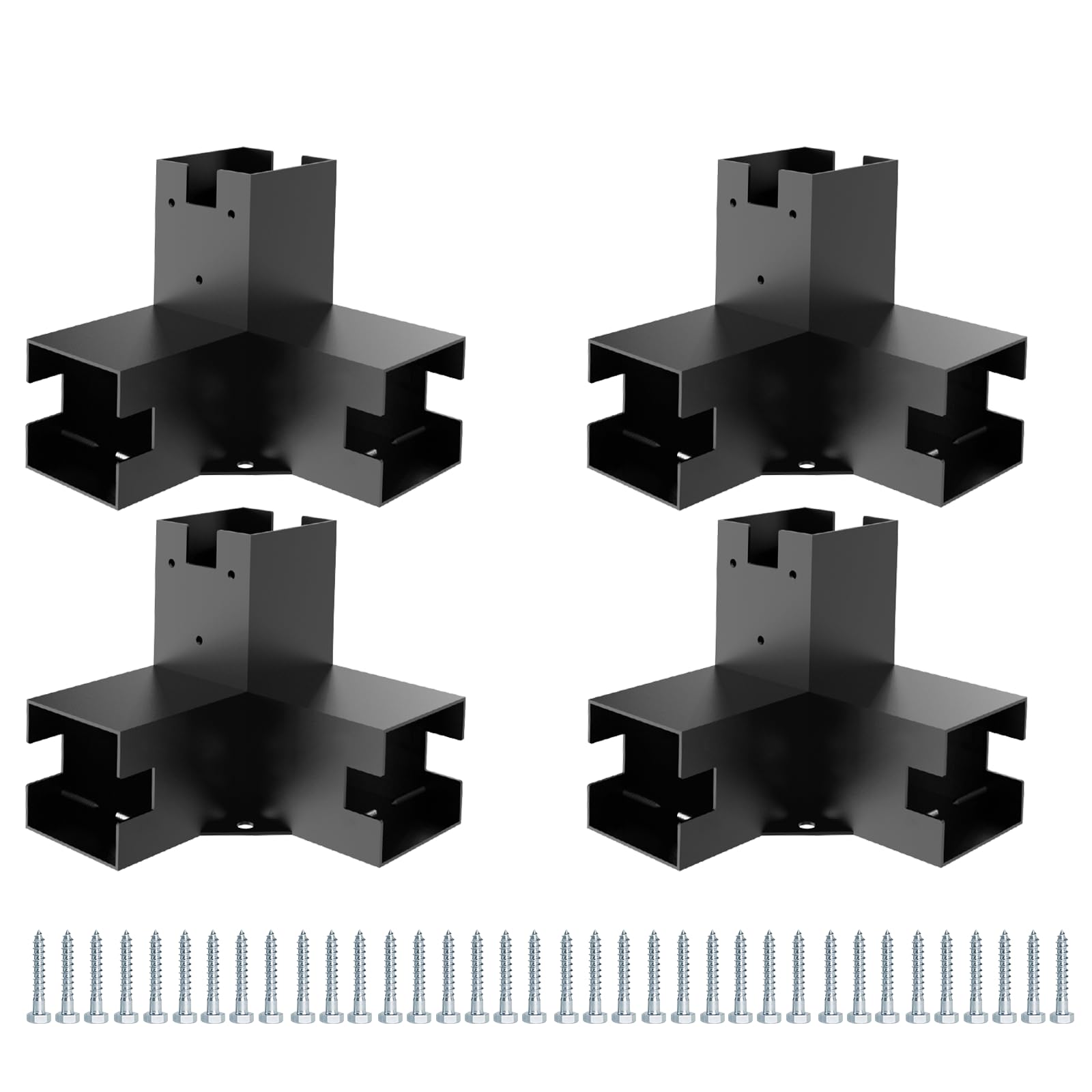 Woodworks Pergola pergola Brackets 12 Gauge Heavy Duty Steel 3-Way Right Angle Corner Bracket DIY Elevated Wood Stand 4PACK with Screws for 4x4 (Actual: 3.5x3.5 Inch) Lumber Pergola Gazebo - WoodArtSupply