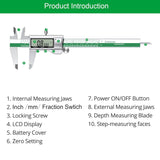 HDLNAK Digital Vernier Caliper Measuring Tool with Large LCD Screen, Stainless Steel Vernier Caliper Digital Micrometer, Easy Switch from Inch Metric Fraction, 6 Inch Caliper Tool for Household/DIY HDLNKAK