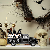 DULEFUN Halloween Fall Wooden Table Sign Decorations Double-sided Halloween and Thanksgiving Gnome Truck Sign Tabletop Ornaments for Autumn Harvest Party Home Farmhouse Decorations Supplies DULEFUN