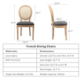 ODUSE-DAILY French Country Dining Chairs Set of 4, Dark Gray Kitchen & Dining Room Chairs Set of 4, Rattan Dining Chairs, Cane Back, Wood Legs, Sillas De Comedor (Rattan,Dark Grey, 4Pcs) ODUSE-DAILY