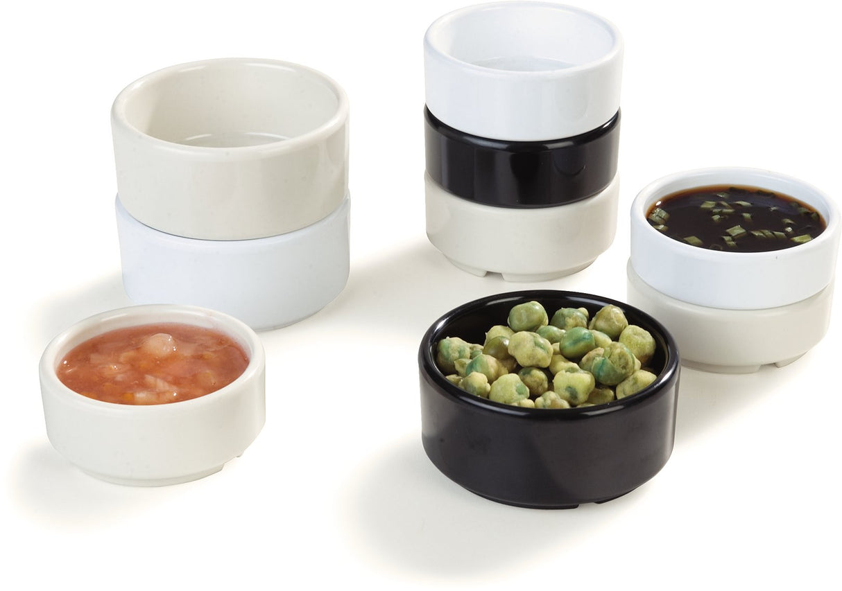 Carlisle FoodService Products Plastic Straight Sided Ramekin, Durable Dips and Sauce Bowl for Home, Kitchen, and Restaurant, Melamine, 2 Ounces, White Carlisle FoodService Products