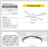 Ohniyou 52” Flush Mount Ceiling Fan with Lights, Remote & APP Control Low Profile Indoor Outdoor Ceiling Fans, Dimmable, Quiet DC Motor, Reversible, White Ohniyou