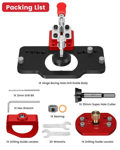 Parknshop Original 35mm Hinge Jig，Drilling Hole Puncher Hinge Jig Drill Guide Locator，Cabinet Hinge Jig for Door Cabinets Hinges Mounting - WoodArtSupply