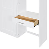 Harper & Bright Designs Queen Size Wall Murphy Bed with Desk, Wooden Queen Size Wall Bed with Storage Top Cabinet and Storage Shelves, White Harper & Bright Designs