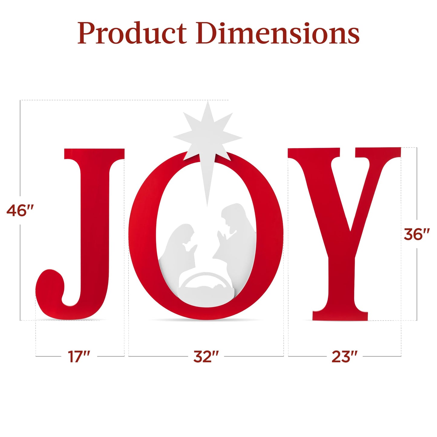 Best Choice Products 46in Outdoor Joy Christmas Nativity Decoration, 3 Piece Yard Decor Sign Holy Weather Resistant PVC Silhouette for Garden - Red/White