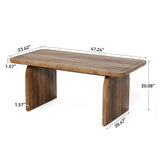 LITTLE TREE Farmhouse Coffee Table, 47 Inches Wooden Center Tables with Rounded Corners, Rectangular Living Room Tables, Modern Low Cocktail Tea Furniture for Living Room (Rustic Brown) LITTLE TREE