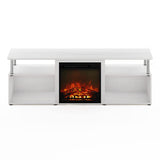 Furinno Jensen Open Storage Fireplace Entertainment Center for TV up to 70 Inch with Stainless Steel Tubes, White Oak/Chrome Furinno