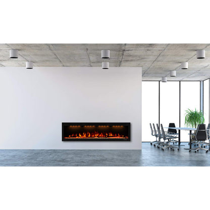 Valuxhome Electric Fireplace, 60 Inches Fireplace, Recessed and Wall Mounted Fireplaces for Living Room with Remote, Overheating Protection, Logset and Crystal, Touch Screen, 1500W/750W, Black