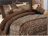 Grand Linen 7 Piece Brown King Size Safari Bed in A Bag Animal Print Zebra, Giraffe Comforter Set Microfur Bedding. Perfect for Any Bed Room or Guest Room Grand Linen
