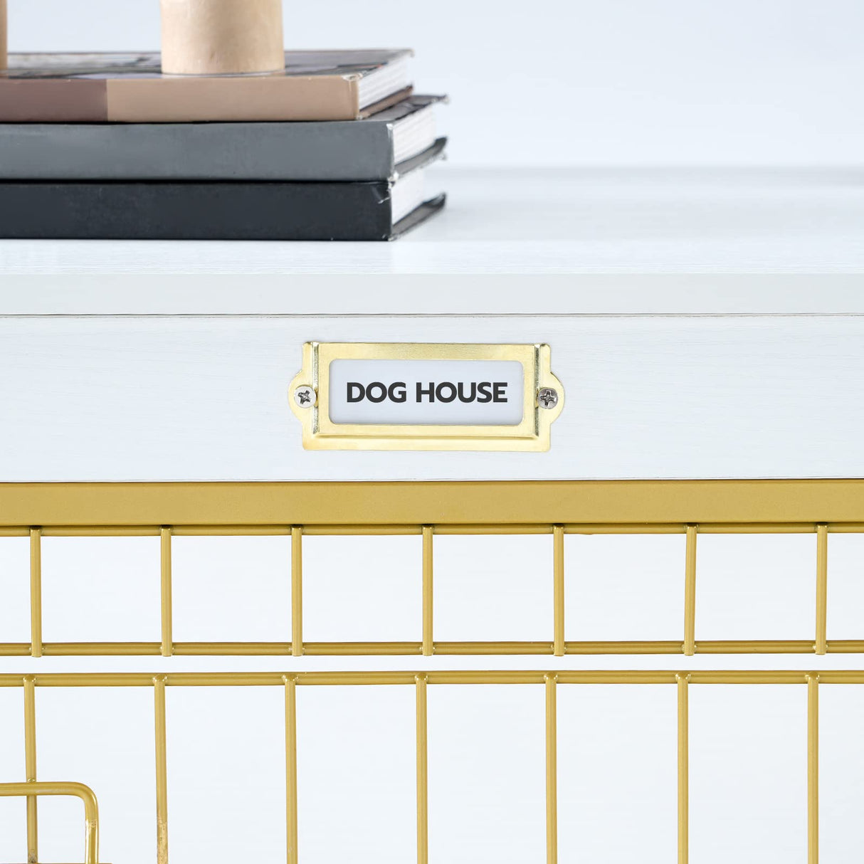 HOOBRO Dog Crate Furniture, 38.6" Large Dog Kennel Indoor, Wooden Dog Crate with Pull-Out Tray, Double Doors Dog House, Modern Side End Table for Small/Medium/Large Dog, White DW982GW03 HOOBRO