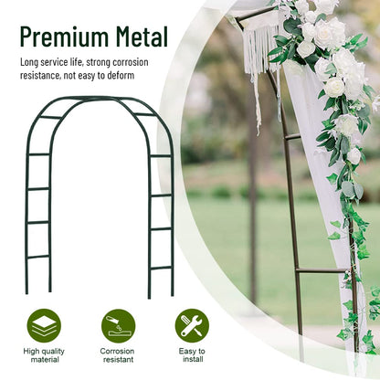 Zhisheng Garden Arbors,7.9Ft Metal Garden Arbors Green Wedding Arch for Climbing Plant Outdoor Wedding Christmas Party Decoration,240CM - WoodArtSupply