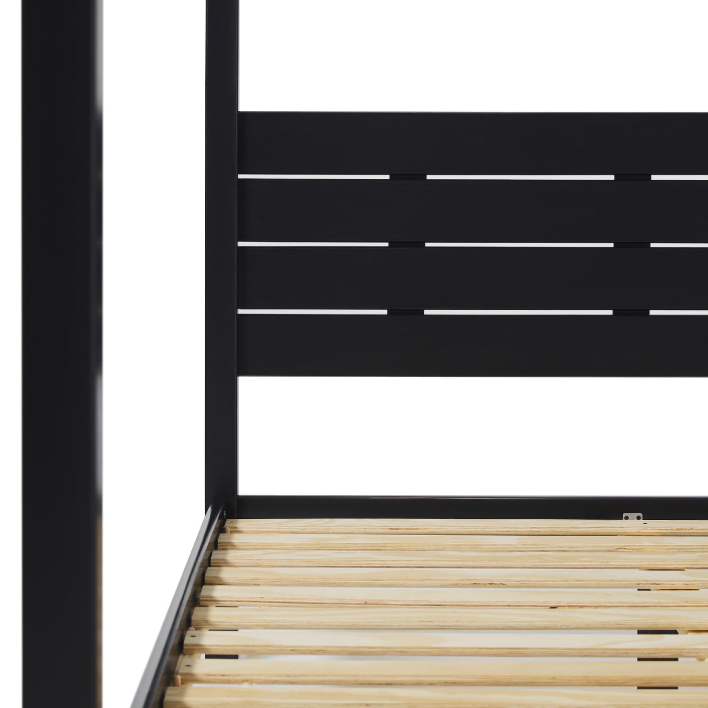 Walker Edison Full Minimalist Solid Wood Canopy Bed, Full Size, Black