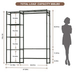 Wardrobe Closet, Portable Clothing Rack for Hanging Clothes, Free Standing Closet Organizers and Storage System with 4 Tiers Shelves for Cloakroom Bedroom, Black Neprock