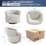 RoyalCraft Swivel Accent Chair Set of 2, Fully Assembled Round Barrel Chairs, Oversized Upholstered Armchair with 360-Degree Base, Modern Club Chair for Living Room, Bedroom, Office, Griege RoyalCraft