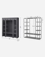 SONGMICS Closet Wardrobe, Portable Closet for Bedroom, Clothes Rail with Non-Woven Fabric Cover, Clothes Storage Organizer, 59 x 17.7 x 69 Inches, 12 Compartments, Gray ULSF03G SONGMICS