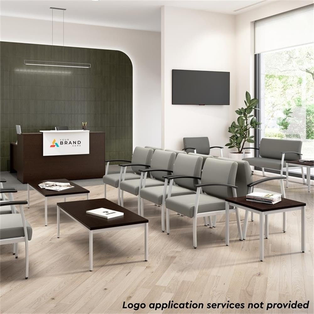 Bush Business Furniture Arrive 60W x 72D L Shaped Reception Desk with Shelf and Mobile File Cabinet in Mocha Cherry Bush Furniture