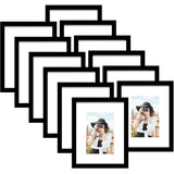 Picrit 11x14 Picture Frame Set of 12, Photo Display 8x10 with Mat or 11x14 Without Mat for Wall Mounting or Table Top Display, Black. Picrit