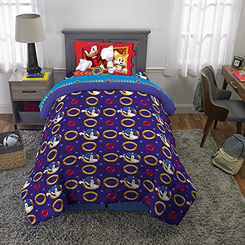 Franco Kids Bedding Super Soft Comforter and Sheet Set, 4 Piece Twin Size, Sonic The Hedgehog, Anime Franco