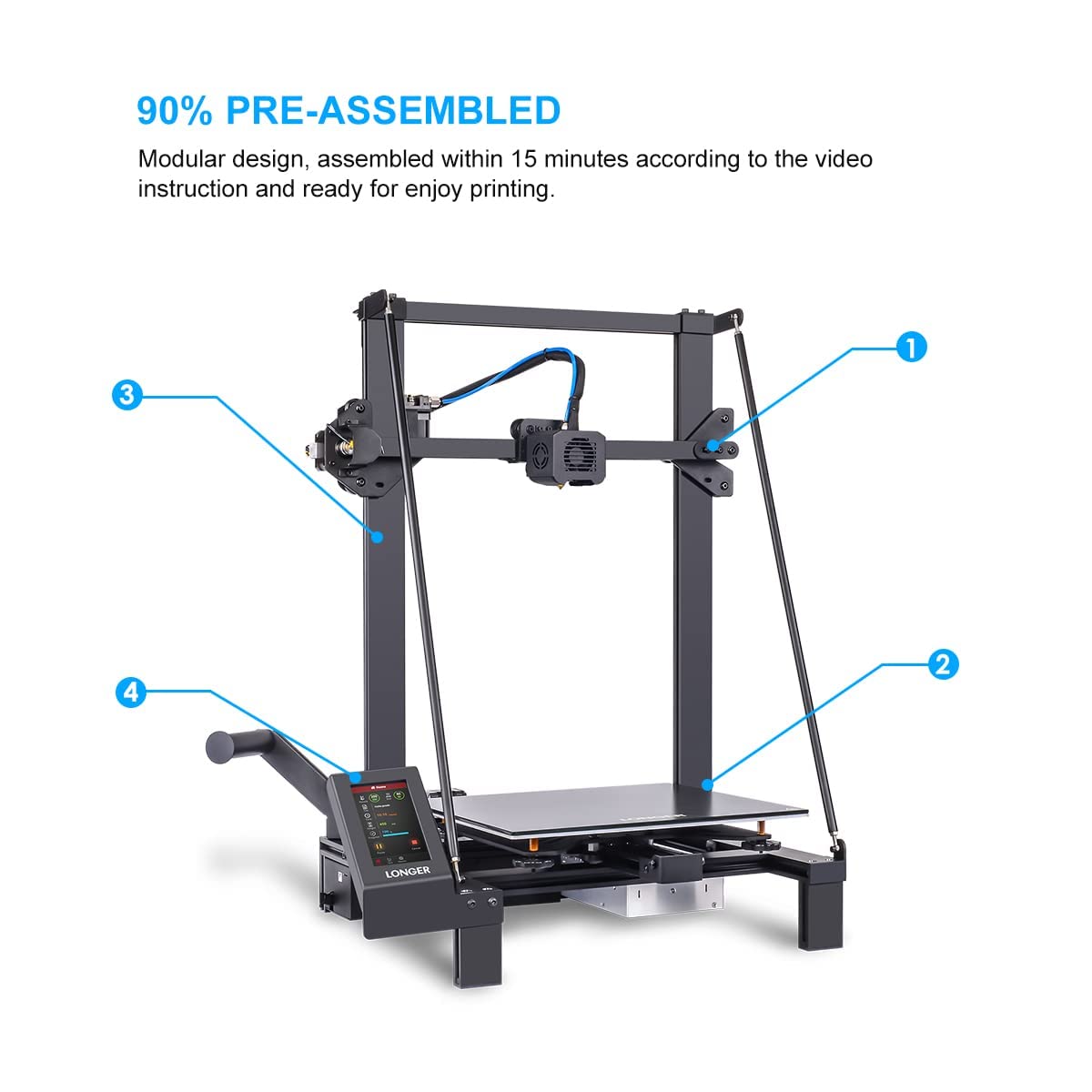 Longer LK5 Pro 3D Printer, Large Build Size 11.8''(L) x11.8''(W) x15.7''(H), 90% Pre-Assembled, Silent Motherboard, FDM 3D Printers for DIY Home and School Printing Longer