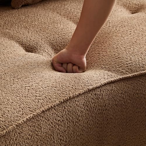 109" Sectional Curved Sofa, Boucle Fabric Upholstered Modern Couch, Oversized 3 Seater Minimalist Comfy Modular Deep Seat Sofas Set for Living Room, Home Office, Bedroom, Apartment, Camel M MEETAKING