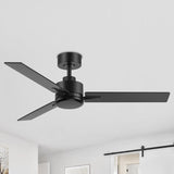 Breezary 48 inch Industrial Ceiling Fans without Lights Remote Control, 6-Speed, Reversible DC Motor, 3 Blades, Modern Indoor/Outdoor Ceiling Fan No Light for Patio Home Office, Black Breezary