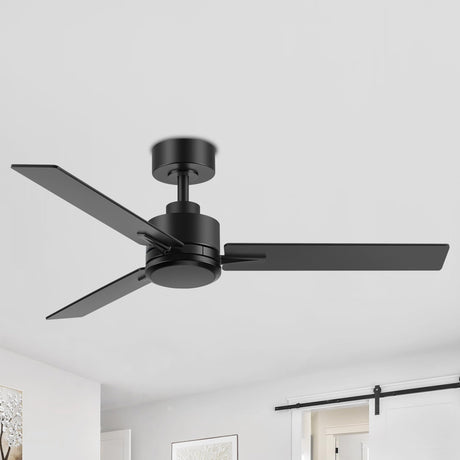 Breezary 48 inch Industrial Ceiling Fans without Lights Remote Control, 6-Speed, Reversible DC Motor, 3 Blades, Modern Indoor/Outdoor Ceiling Fan No Light for Patio Home Office, Black Breezary
