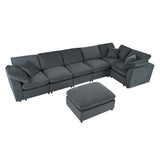 129" Oversized Modular Sectional Sofa L Shaped Modern Couch with Ottoman, Deep Seat and Wide Chaise for Living Room Merax