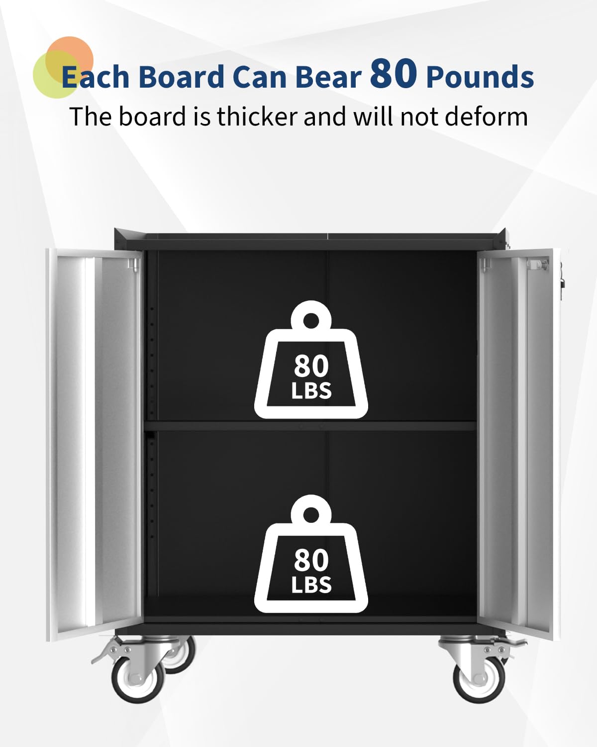 GarveeHome Heavy Duty Garage Storage Cabinet with Wheels, Rolling Tool Cabinet with Adjustable Shelf & Lockable Doors, Rust Resistant for Home Office Workshop, GarveeHome