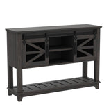OKD Entryway Table w/Sliding Barn Doors, 46'' Farmhouse & Industrial Console Table with Storage, Sofa Table w/Adjustable Shelf & Open Shelf for Entry Way, Hallway, Living Room, Dark Rustic Oak OKD