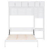 Harper & Bright Designs Queen Size Wall Murphy Bed with Desk, Wooden Queen Size Wall Bed with Storage Top Cabinet and Storage Shelves, White Harper & Bright Designs