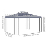 Outsunny 10' x 13' Patio Gazebo, Double Roof Outdoor Gazebo Canopy Shelter with Screen Decorate Corner Frame, for Garden, Lawn, Backyard and Deck, Gray Outsunny