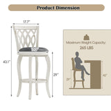 Callales 29" Bar Height Swivel Bar Stools Set of 2 for Kitchen Island, Farmhouse Barstool Counter Chair with Back and Footrest, Upholstered Barstools (White, Round Seat) Callales