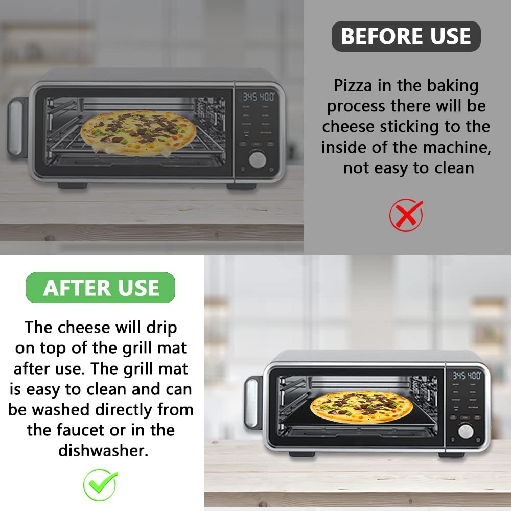 for Ninja Foodi Reusable Air Fryer Liners 12x12inch Non-Stick，Bottom of Toaster Oven Mat,3x Liners + 3x Mesh Sheets, Baking/Microwave/Grill,450°F,Pre-Cut Square for SP101/SP201/SP301/SP351 Sun3drucker