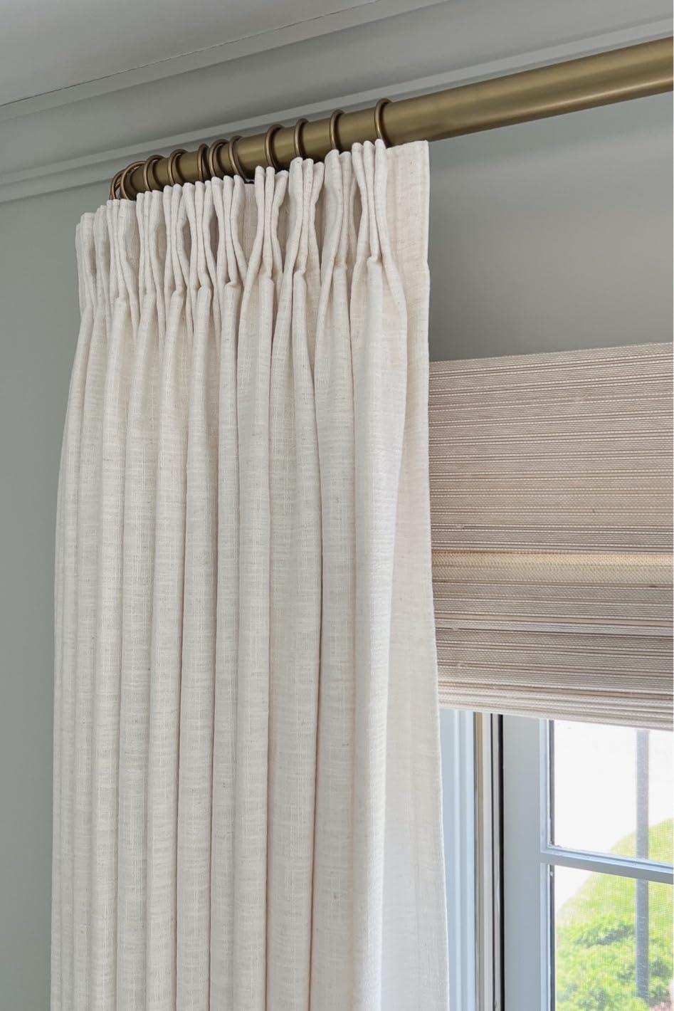 Elegant Marble White Cordless Roman Shade - Custom Light Filtering Bamboo Blinds by TWOPAGES