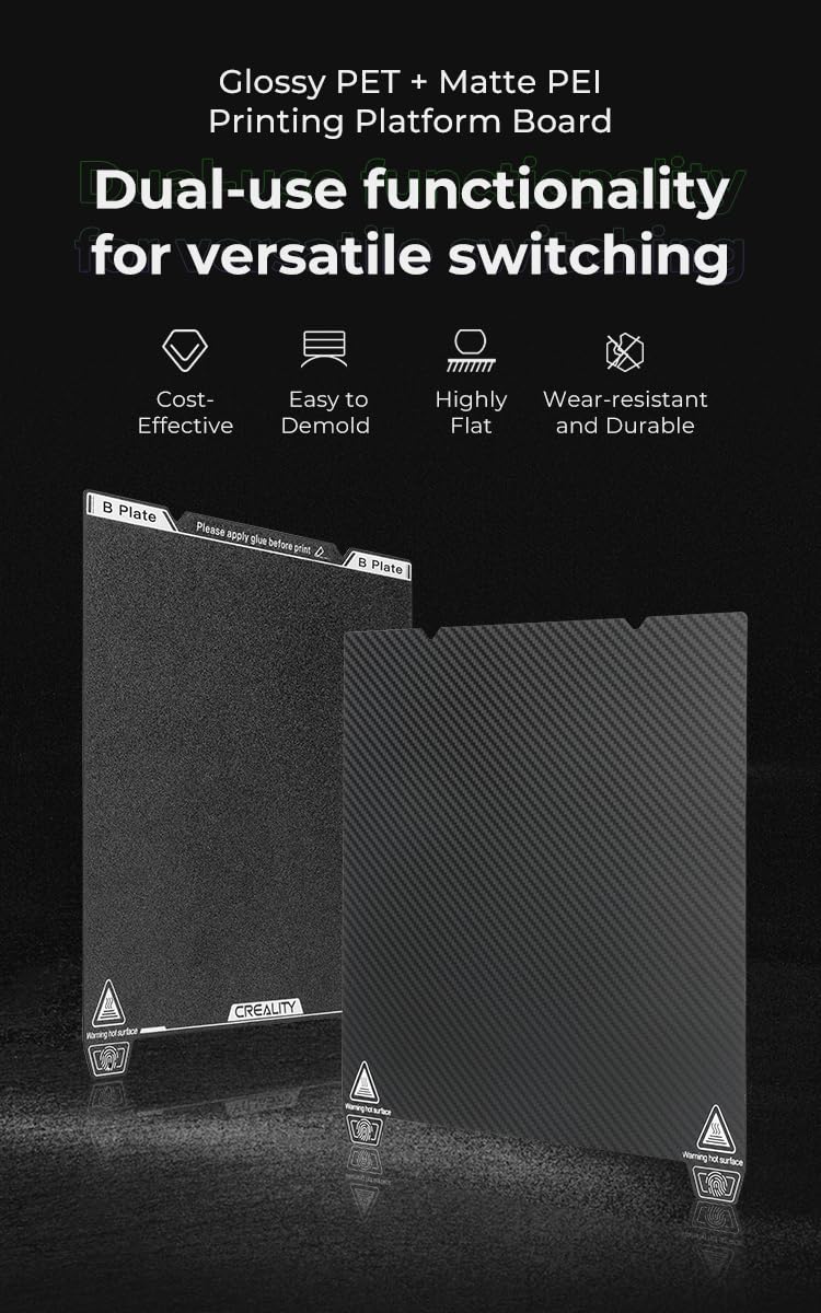 Creality K1 Smooth PEI Build Plate, Original Magnetic 3D Printer Build Bed, for Creality K1/Ender 3 V3 SE/Ender-3 S1/Ender-3 S1 Pro/Ender-5 S1 and All 235 * 235mm Size 3D Printer Creality