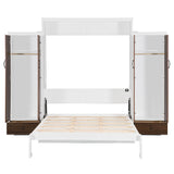 Harper & Bright Designs Full Size Murphy Bed, Wooden Full Wall Bed with Closet, Drawers and Desk, White Harper & Bright Designs