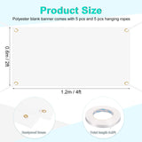PATIKIL 5 PCS Blank Banners Signs to Decorate 2'x4', Sublimation White Banner with Hanging Rope for Business Outside Outdoor Wall PATIKIL